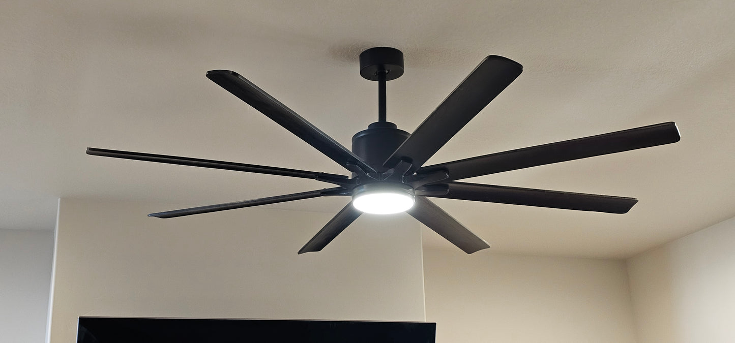 Windpeak 72" Black Ceiling Fan with Light Kit