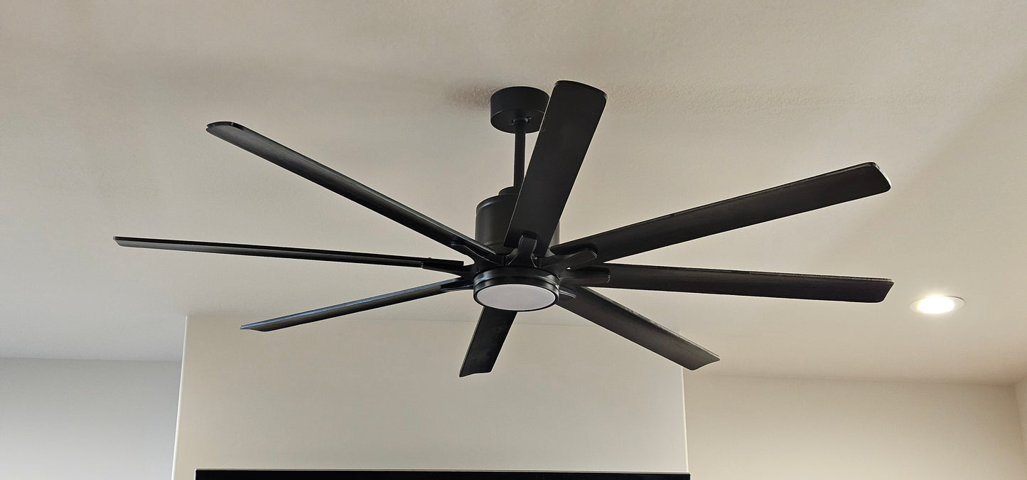 Windpeak 72" Black Ceiling Fan with Light Kit